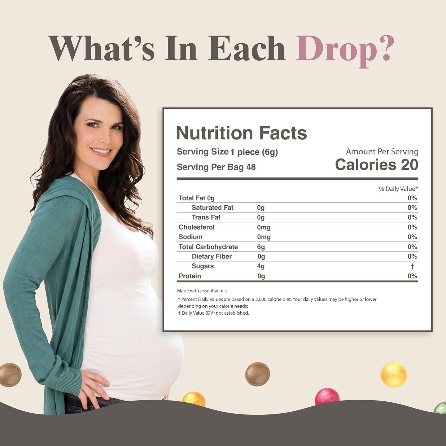 Preggie Pop Drops flavours: lemon, tangerine, raspberry and green apple