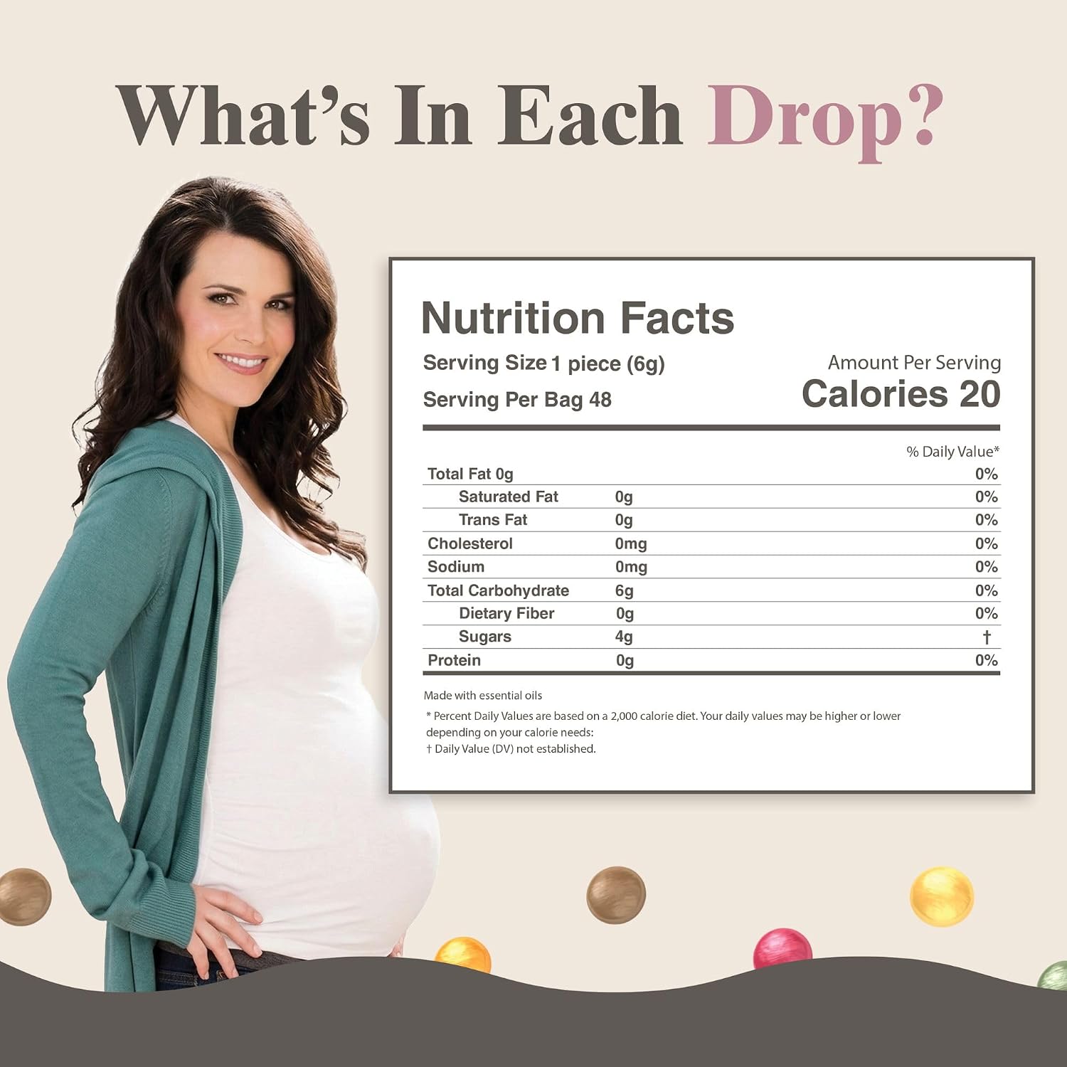 Preggie Pop Drops flavours: lemon, tangerine, raspberry and green apple