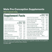 Fertility supplements for women and men, Male Pre-Conception Supplement facts and dosage information.