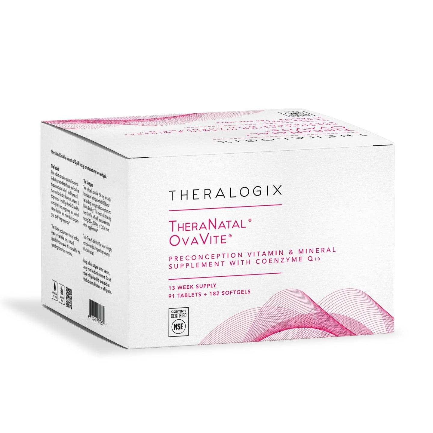 TheraNatal OvaVite Preconception Vitamin and mineral supplement box by Theralogix for fertility support.