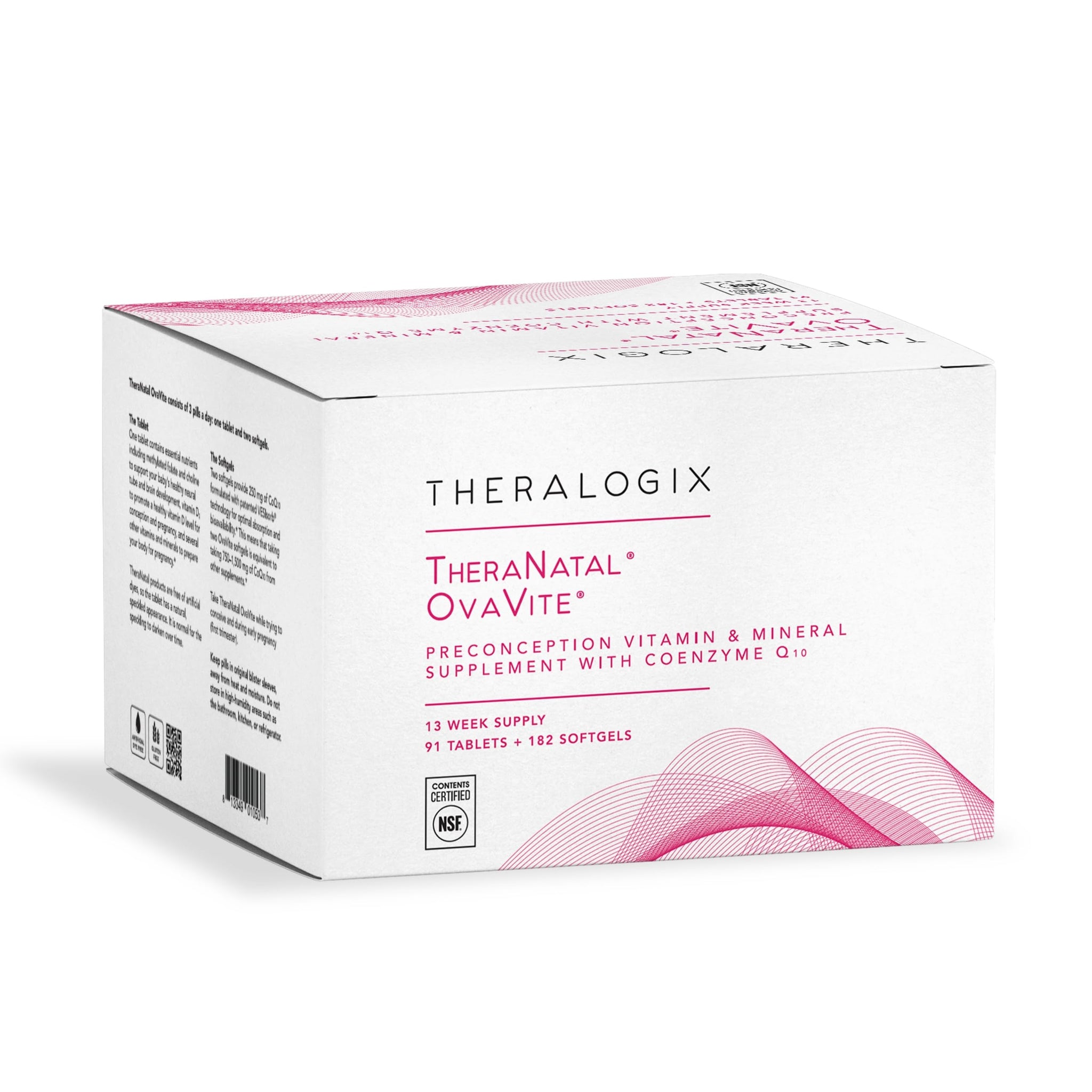 TheraNatal OvaVite Preconception Vitamin and mineral supplement box by Theralogix for fertility support.