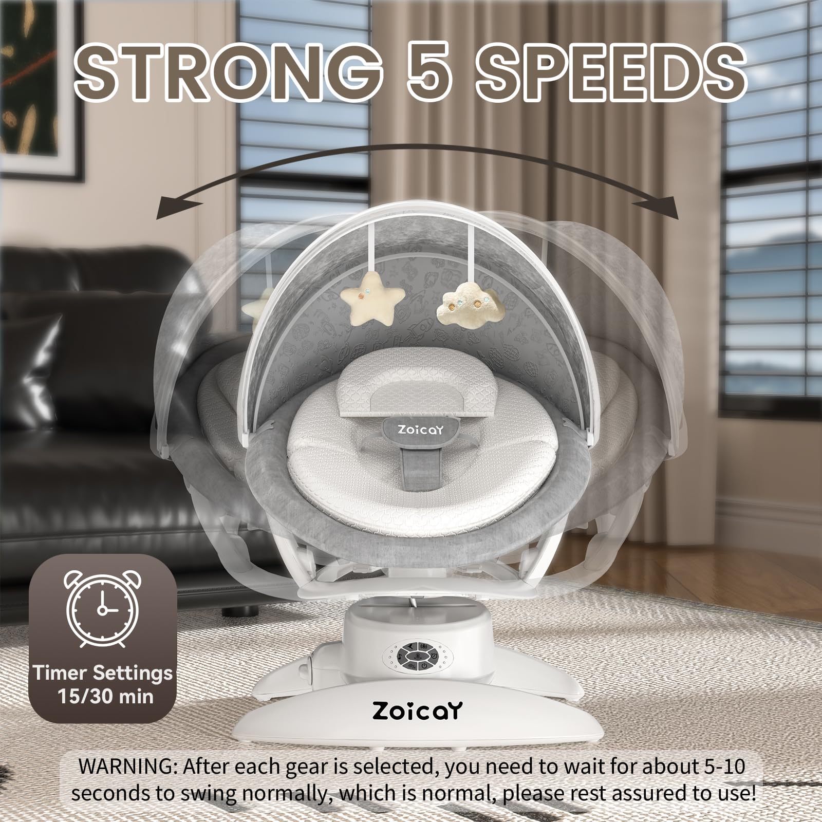Baby Swing for Infants – Zoicay 3-in-1 Motion Detect Swing