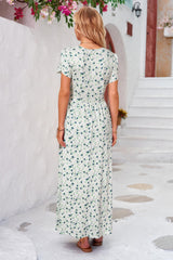 Stylish maternity maxi dress featuring a floral design, perfect for pregnancy, baby shower, and photoshoots.