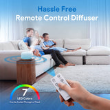 Family using a hassle-free remote control diffuser with 7 LED colors for a calming home atmosphere.
