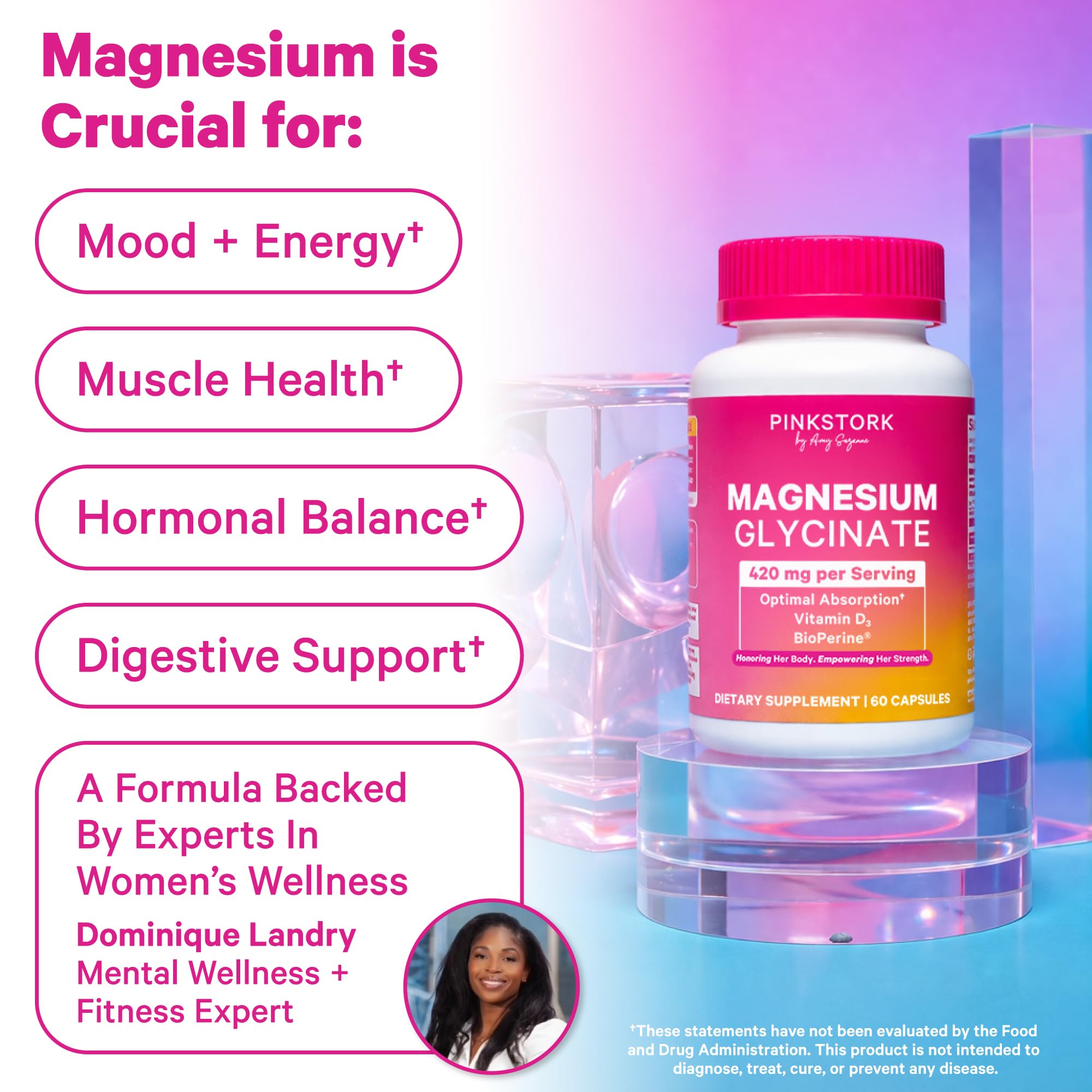 Magnesium Glycinate for Pregnancy – Pink Stork with Vitamin D; supports mood, muscle health, and hormonal balance.