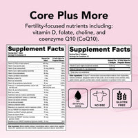 Supplement Facts for TheraNatal OvaVite Preconception Vitamin showing nutrient details for fertility support.