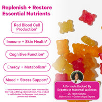 Postnatal vitamins for breastfeeding gummies promoting essential nutrients for recovery and health.