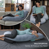 Pregnancy pillow for sleeping providing full-body support for expectant moms in multiple positions.