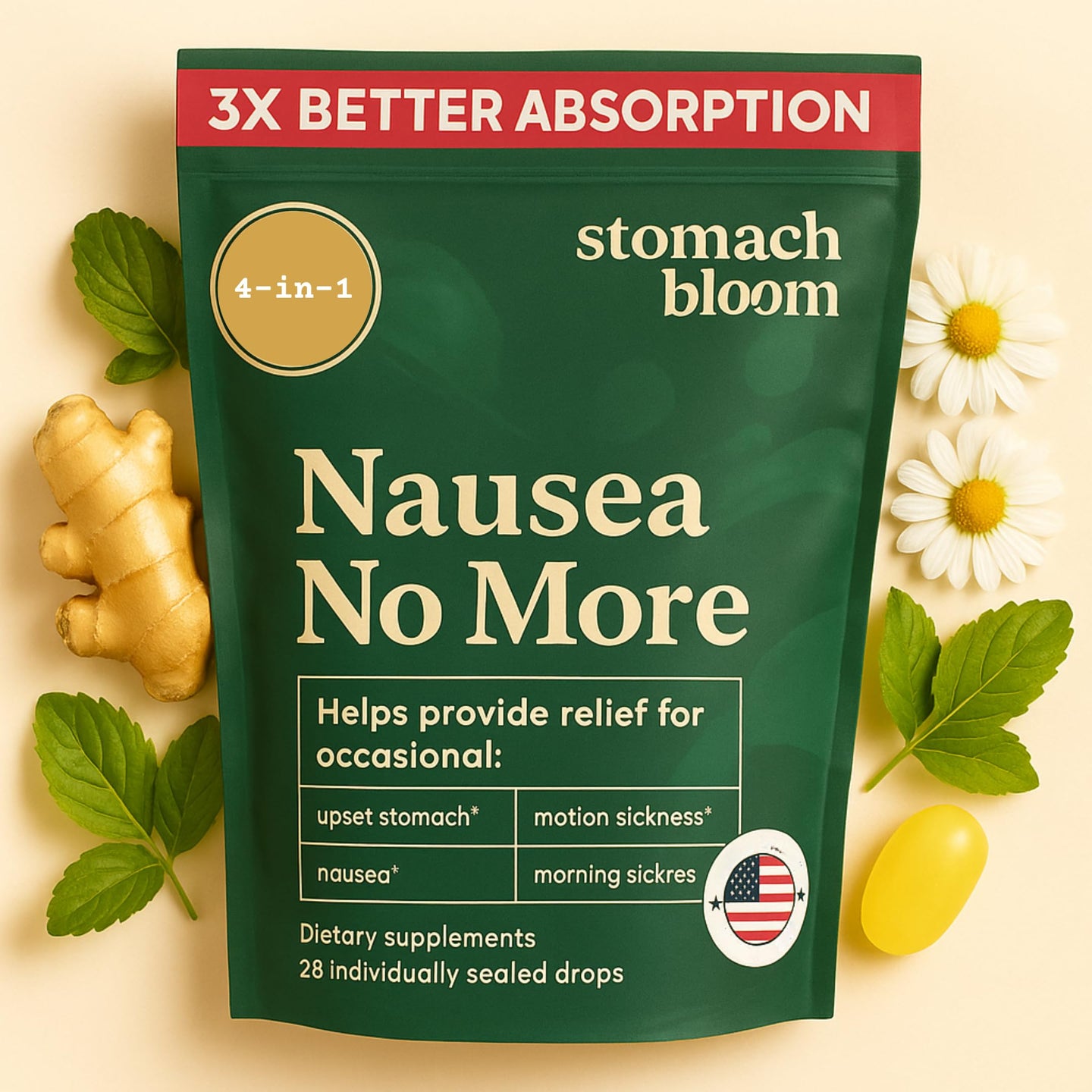 Ginger Drops for Pregnancy Nausea by Stomach Bloom helps relieve morning sickness and nausea with better absorption.