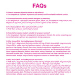 FAQs about Magnesium Glycinate for Pregnancy by Pink Stork, highlighting benefits and suitability for pregnant women.