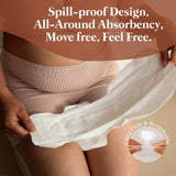 Spill-proof design and all-around absorbency of postpartum recovery kit by Glamommy for comfort and hygiene.