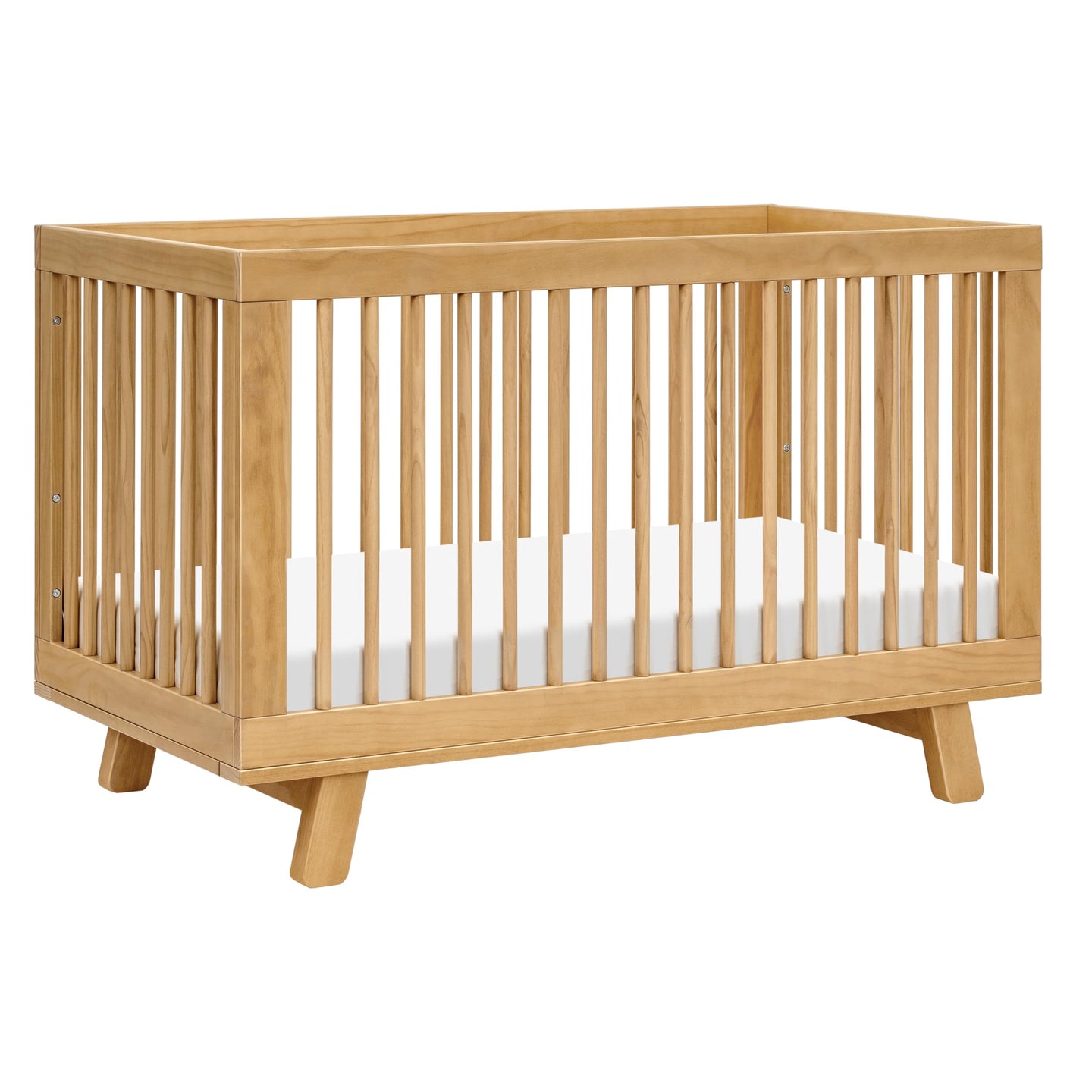 Babyletto Hudson 3-in-1 Convertible Crib in warm wood finish, designed for infants and toddlers as a convertible crib.