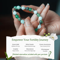 Fertility crystal bracelet made with green aventurine and other gemstones for empowerment during fertility journey.