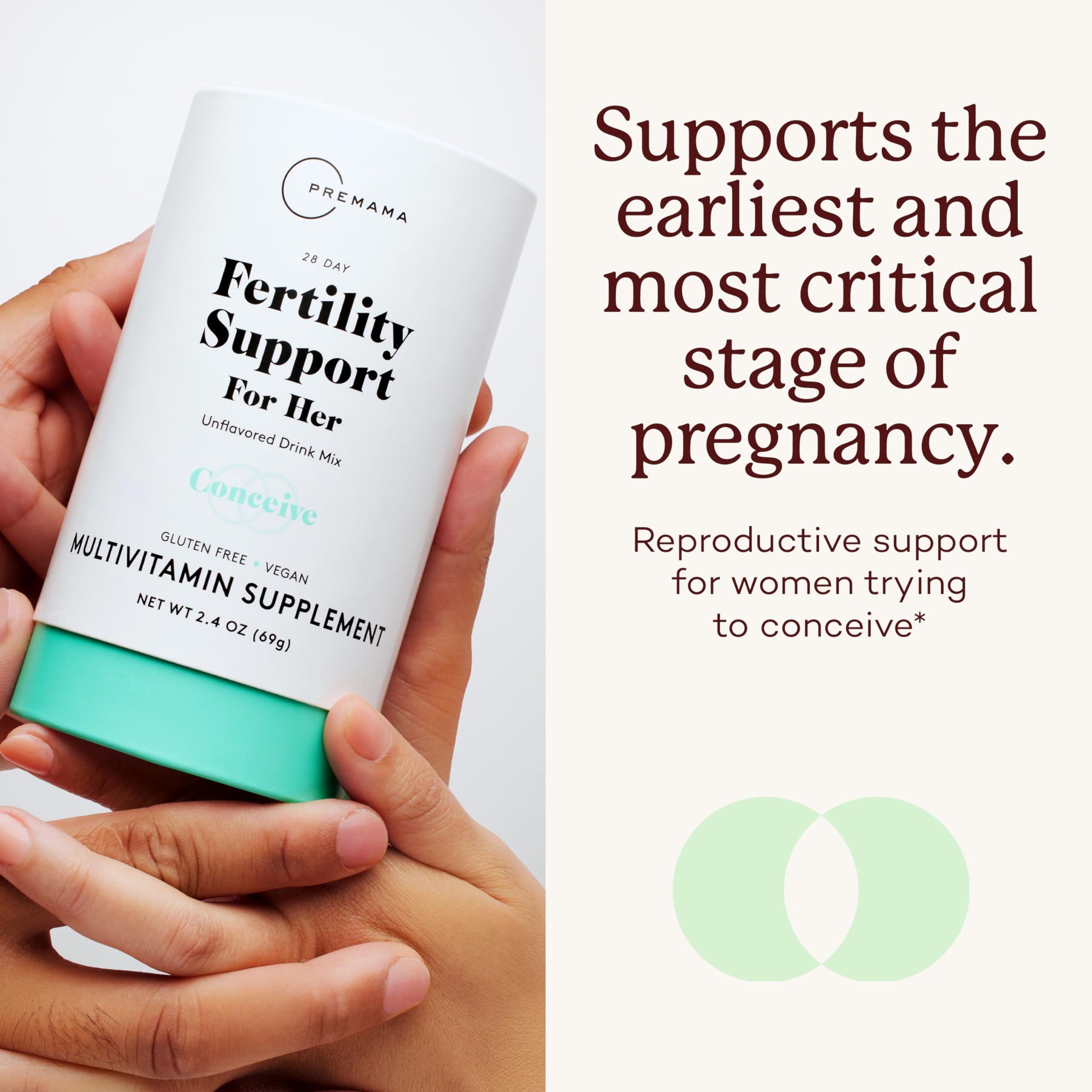 Fertility supplement for women, Premama Fertility Support for Her, reproductive support for women trying to conceive.