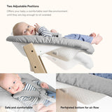 Baby high chair featuring two adjustable positions for comfort and safety, designed for newborns and growing children.