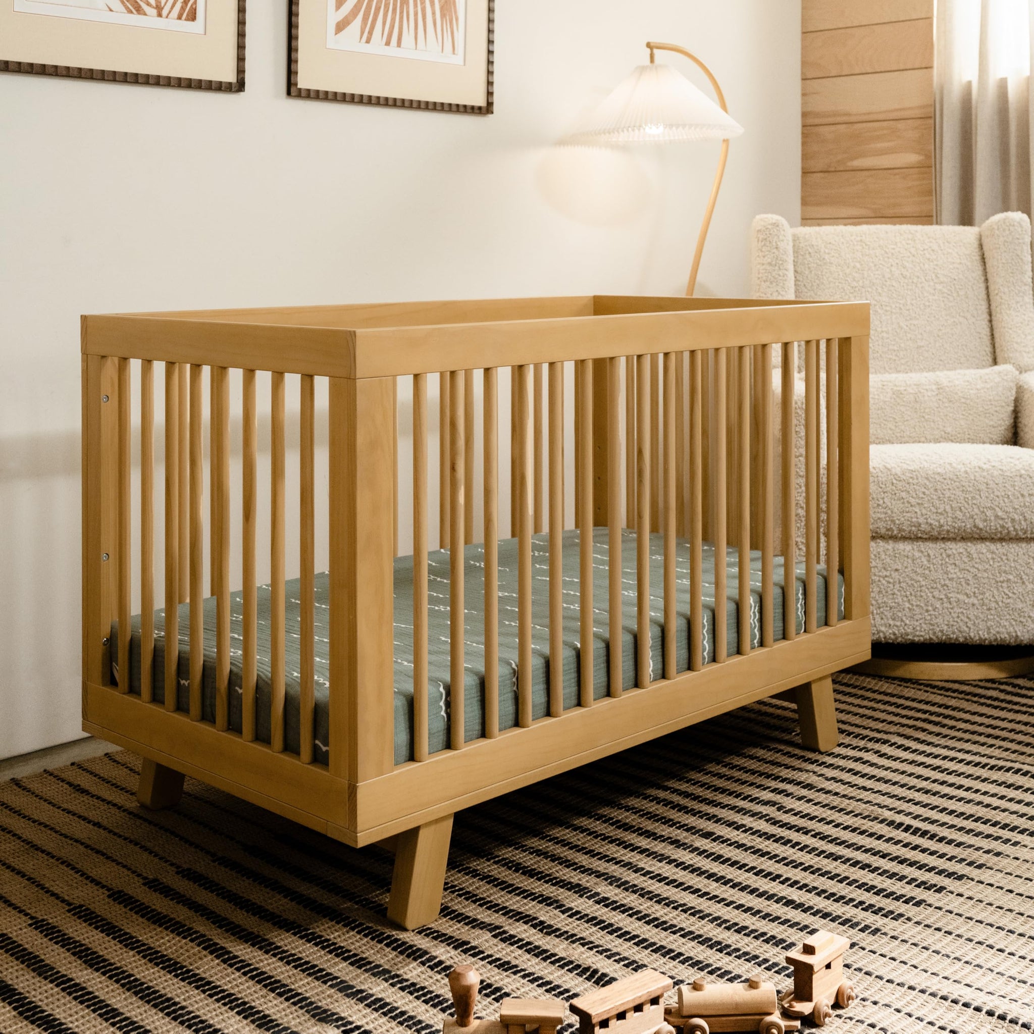 Babyletto Hudson 3-in-1 convertible crib in a stylish nursery setting with modern decor.